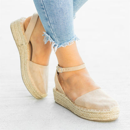 Creamtopmall Classic Espadrille Sandals Platform Buckle Strap Sandals