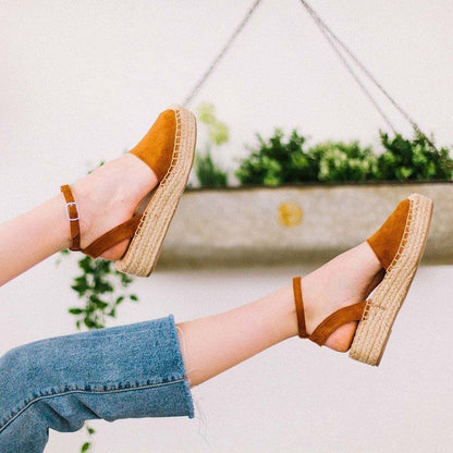 Creamtopmall Classic Espadrille Sandals Platform Buckle Strap Sandals