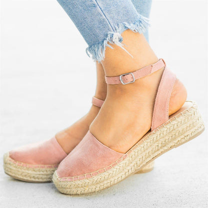 Creamtopmall Classic Espadrille Sandals Platform Buckle Strap Sandals