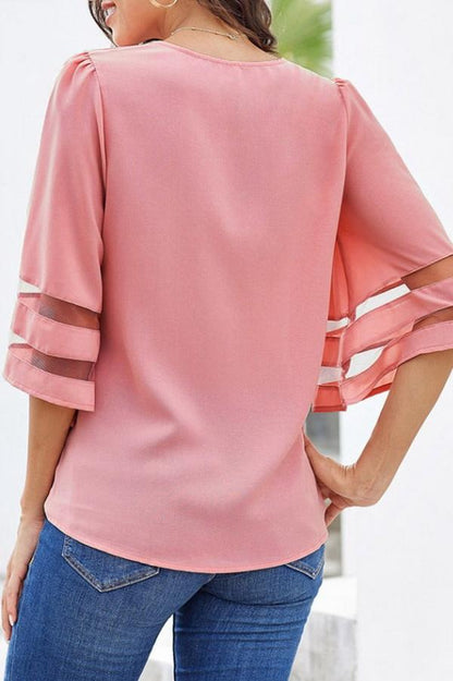 Creamtopmall Cropped Sleeves Hollow Loose Shirt