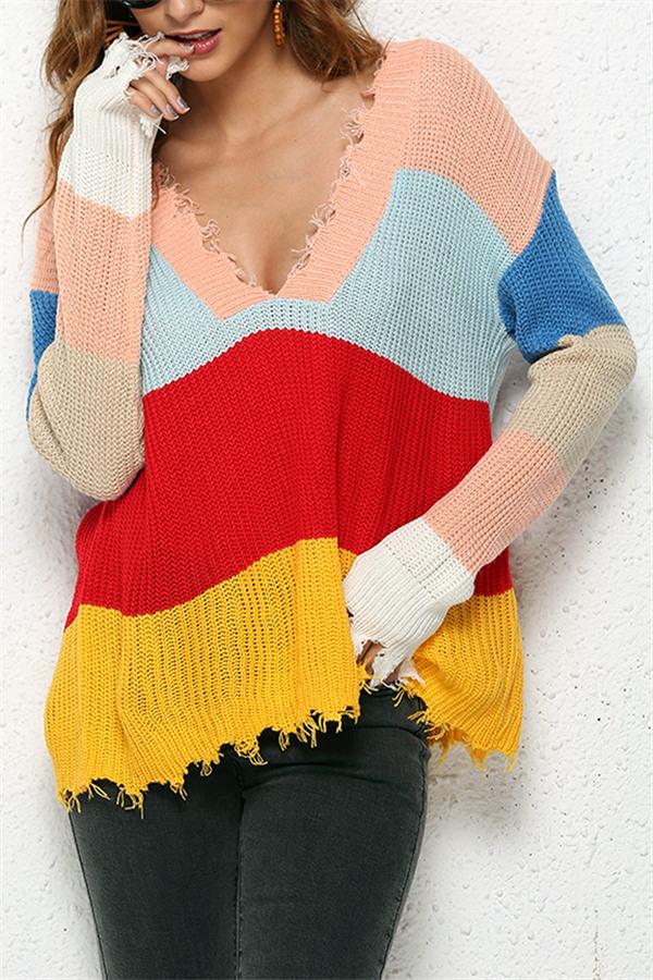 Creamtopmall Distressed Versatile Sweater