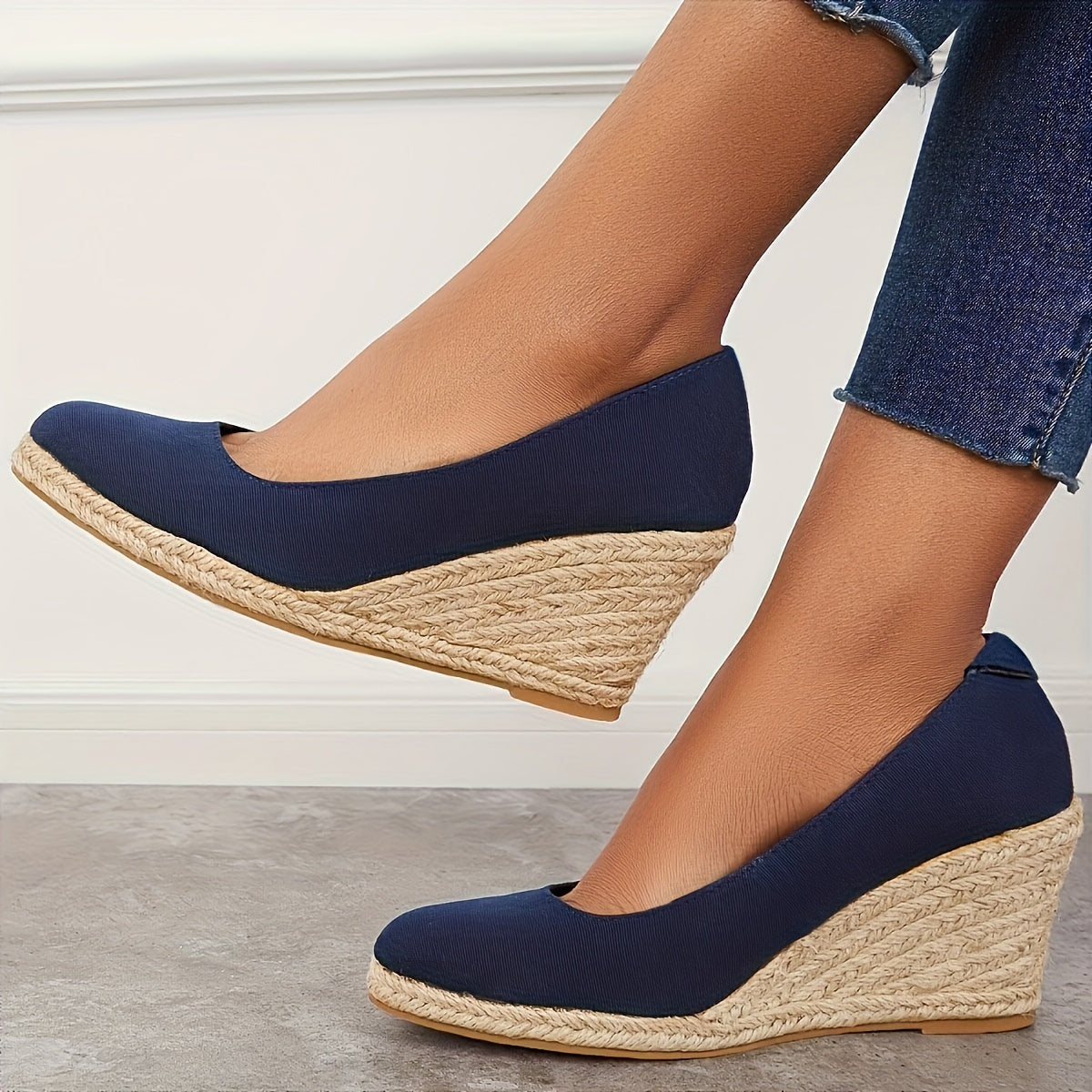 Creamtopmall Slip On Platform Espadrilles Wedge Heels Sandals