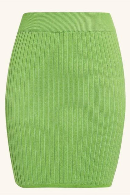 Creamtopmall Elastic Band Knitted Ribbed Straight Skirt