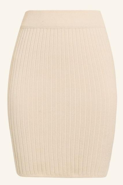 Creamtopmall Elastic Band Knitted Ribbed Straight Skirt