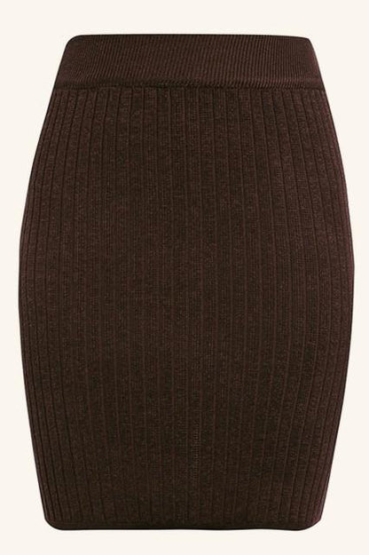 Creamtopmall Elastic Band Knitted Ribbed Straight Skirt