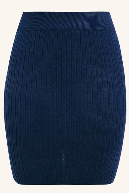 Creamtopmall Elastic Band Knitted Ribbed Straight Skirt