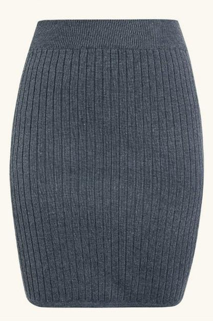 Creamtopmall Elastic Band Knitted Ribbed Straight Skirt