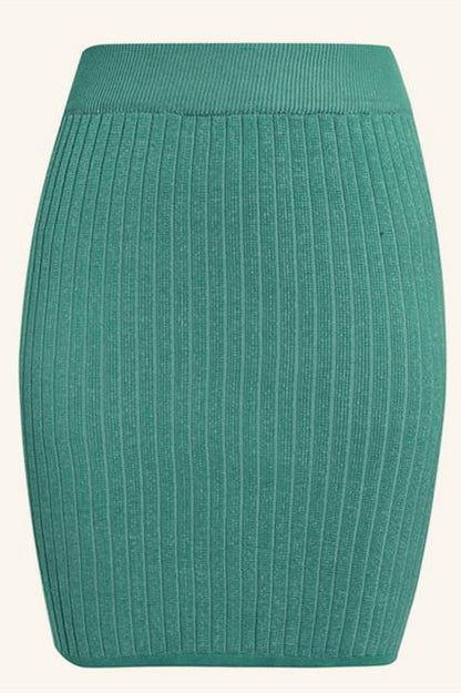 Creamtopmall Elastic Band Knitted Ribbed Straight Skirt