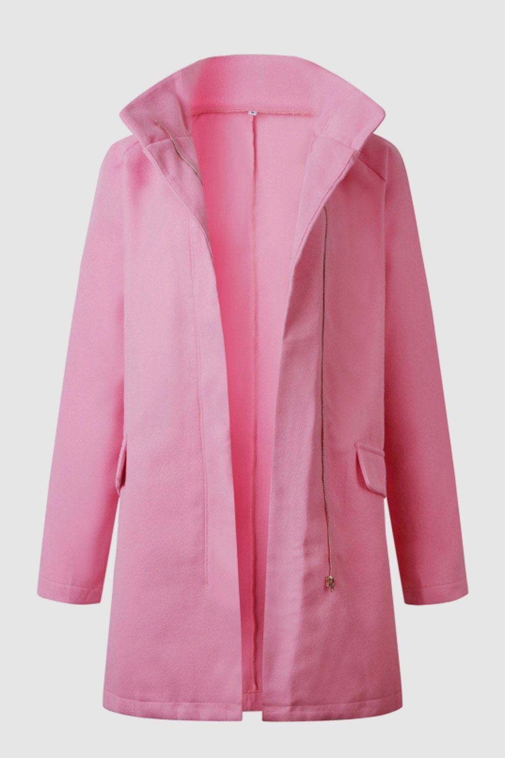 Creamtopmall Elegant Double Pockets Zipper Coat