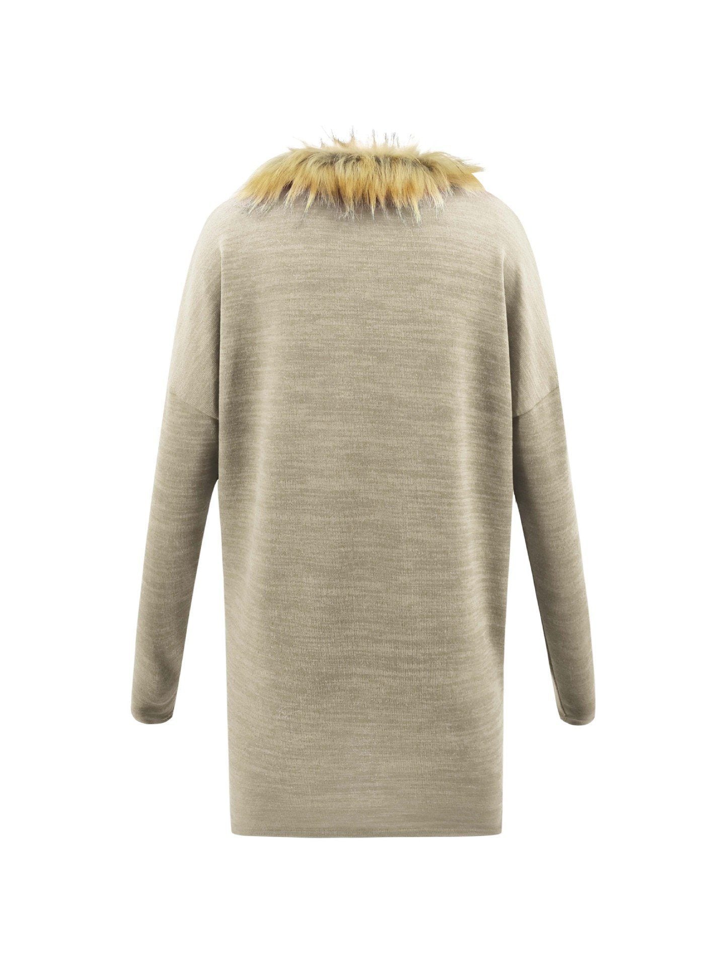 Creamtopmall Elegant Faux Collar Knit Coat