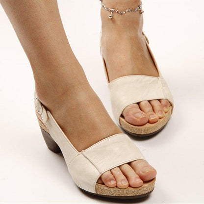 Creamtopmall Elegant Low Chunky Heel Comfy Sandals