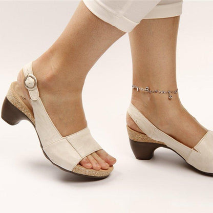 Creamtopmall Elegant Low Chunky Heel Comfy Sandals