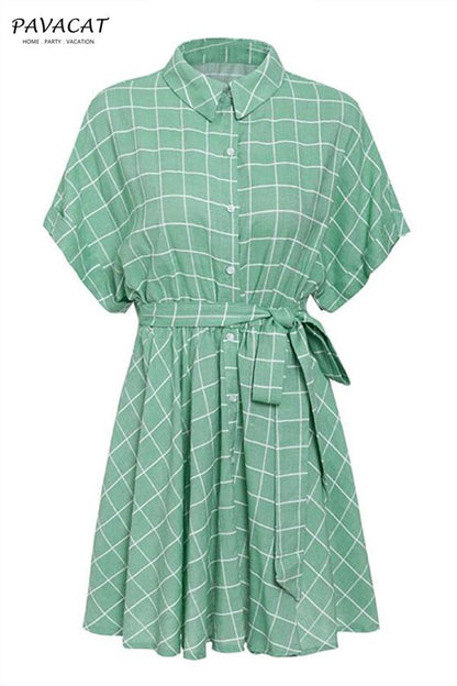 Creamtopmall Elegant Plaid Sashes A-line Dress