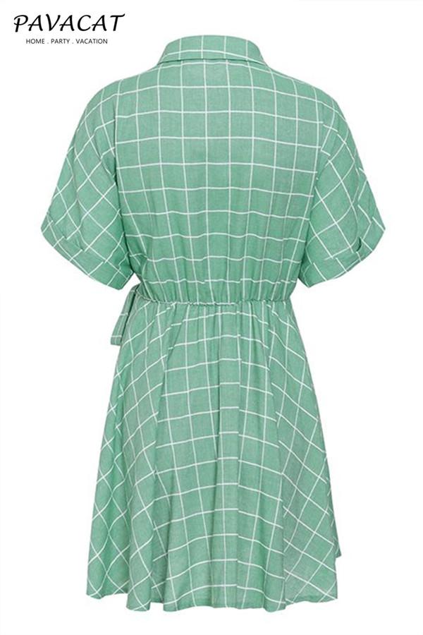 Creamtopmall Elegant Plaid Sashes A-line Dress