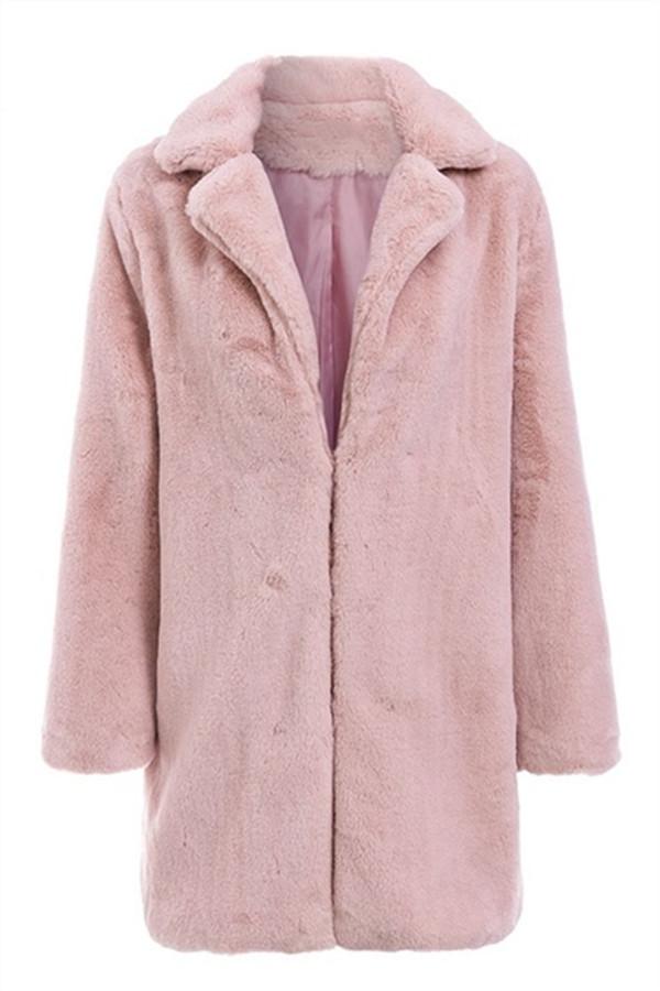 Creamtopmall Elegant Shaggy Faux Fur Teddy Coat - Brown