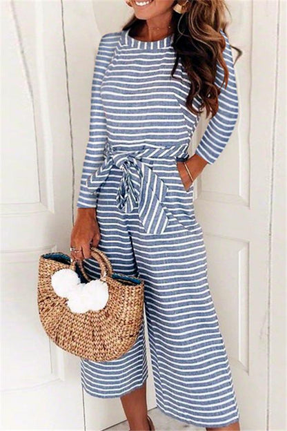 creamtopmall Elegant Sleeveless Striped Jumpsuit