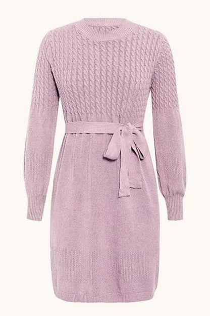 Creamtopmall Elegant Soft Belt A-line Knitted Dress