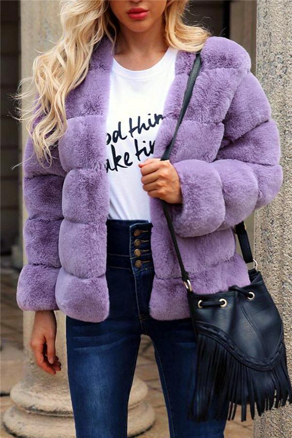 Creamtopmall Elegant Thick Fluffy Faux Fur Coat