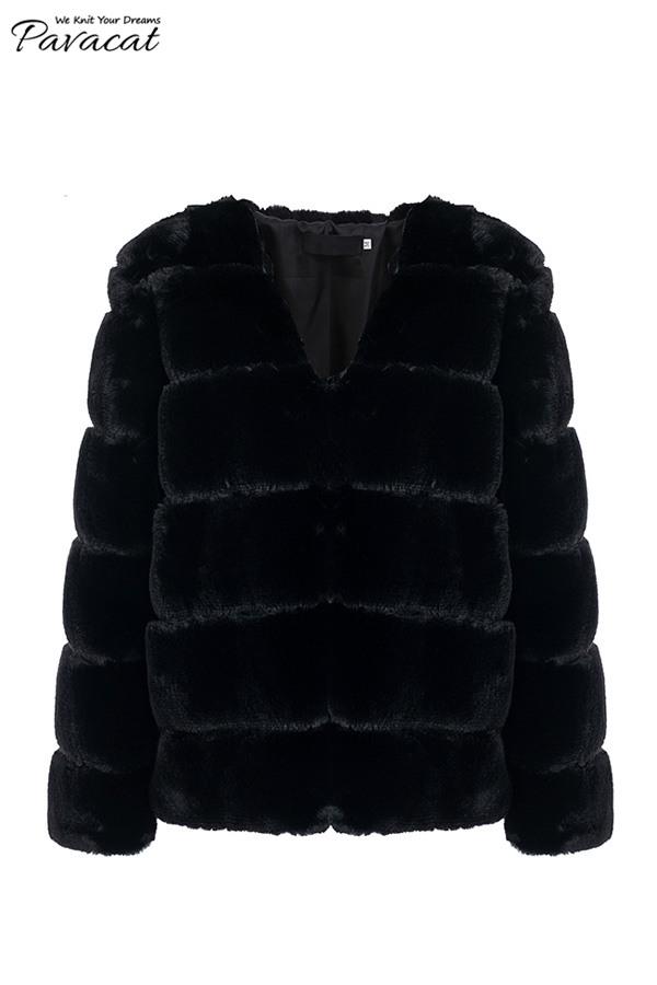 Creamtopmall Elegant Thick Fluffy Faux Fur Coat - Dark Green