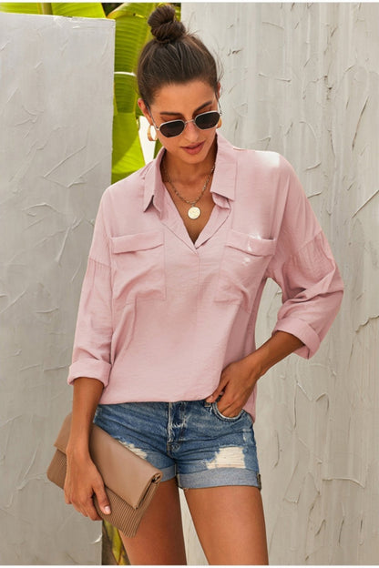 Creamtopmall Elegant V Neck Loose Shirt