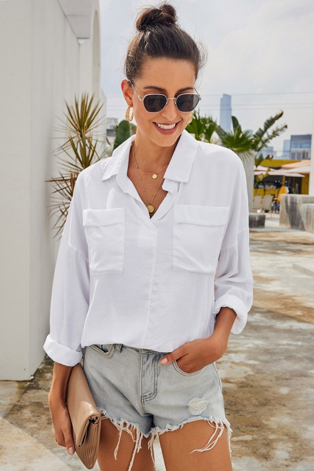 Creamtopmall Elegant V Neck Loose Shirt