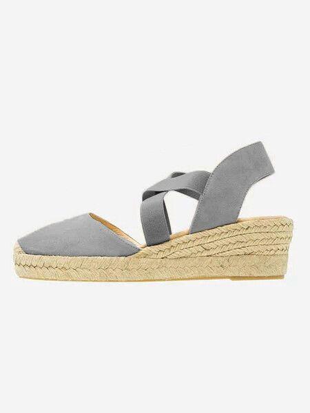 Creamtopmall Espadrille Wedge Sandals Elastic Band Slip On Sandals