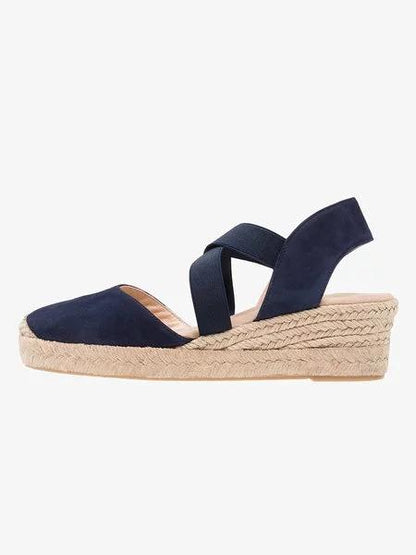 Creamtopmall Espadrille Wedge Sandals Elastic Band Slip On Sandals