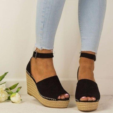 Creamtopmall Espadrilles Daily Nubuck Sandals Creepers Wedges