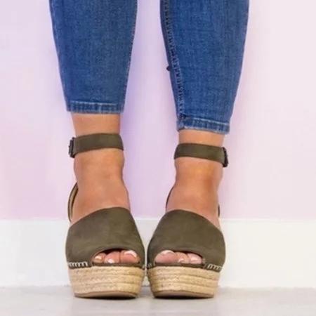 Creamtopmall Espadrilles Daily Nubuck Sandals Creepers Wedges