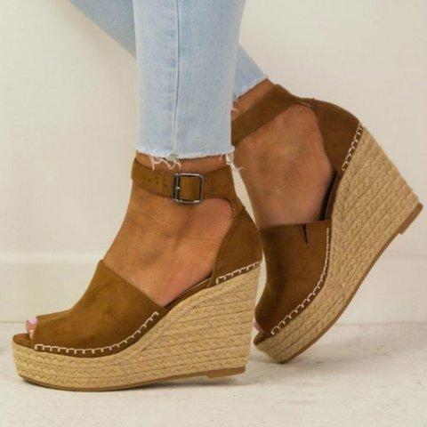 Creamtopmall Espadrilles Daily Nubuck Sandals Creepers Wedges