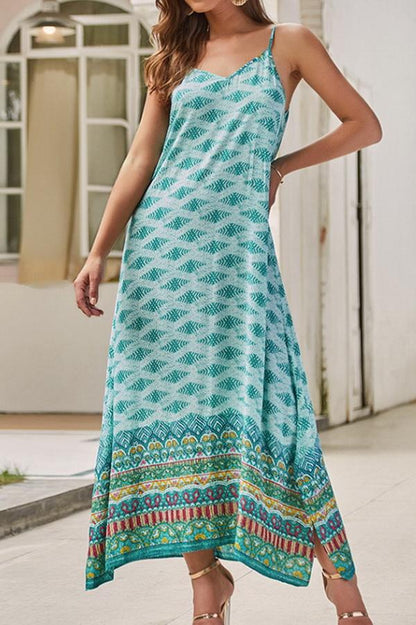 Creamtopmall Ethnic V Neck Sleeveless Maxi Dress