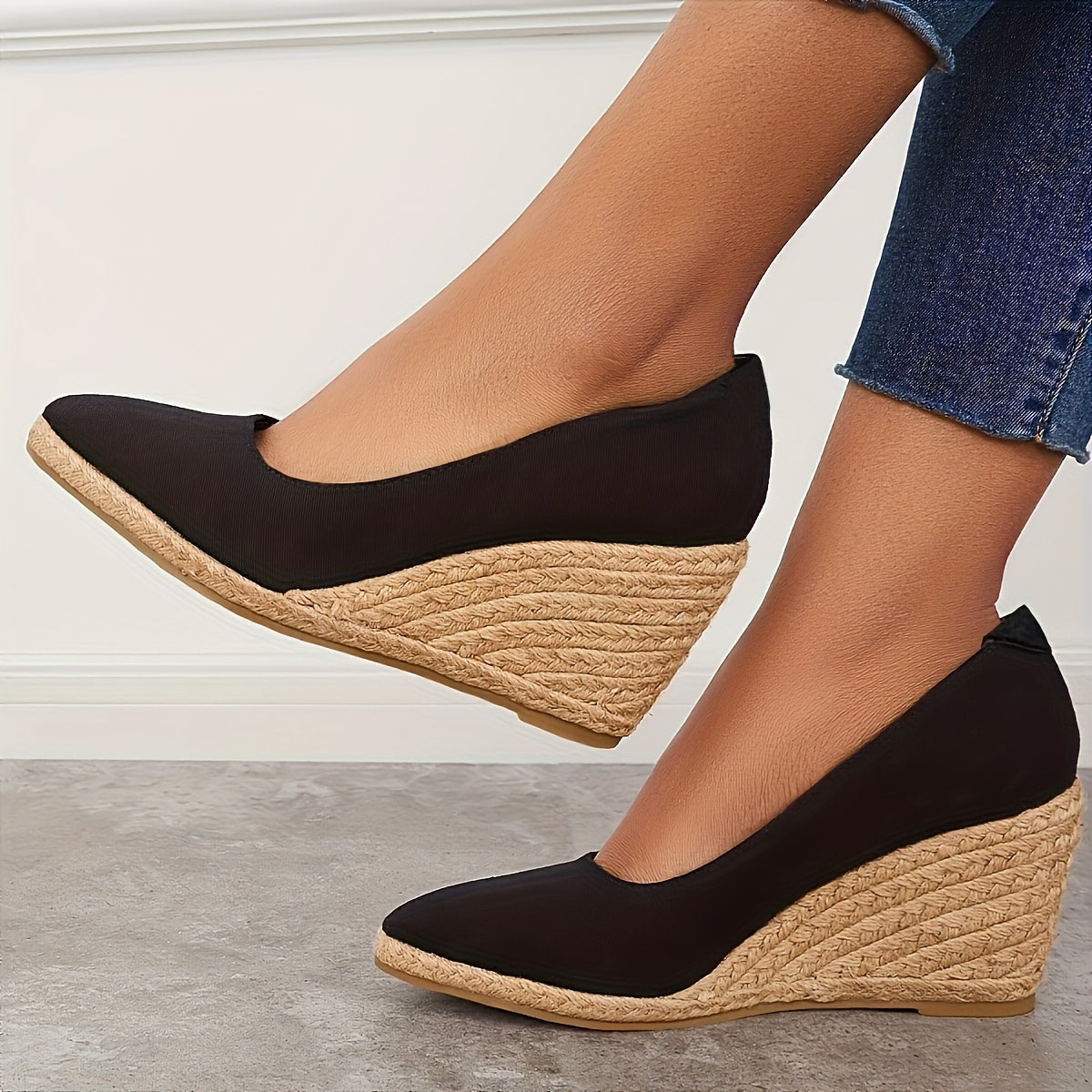 Creamtopmall Slip On Platform Espadrilles Wedge Heels Sandals