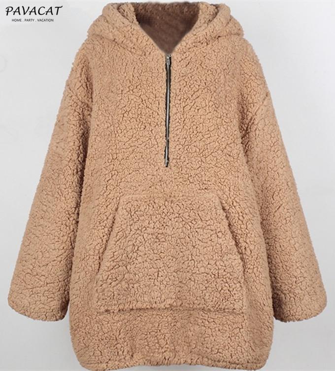 Creamtopmall Faux Lambswool Thick Hooded Teddy Coat