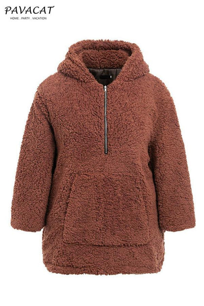 Creamtopmall Faux Lambswool Thick Hooded Teddy Coat