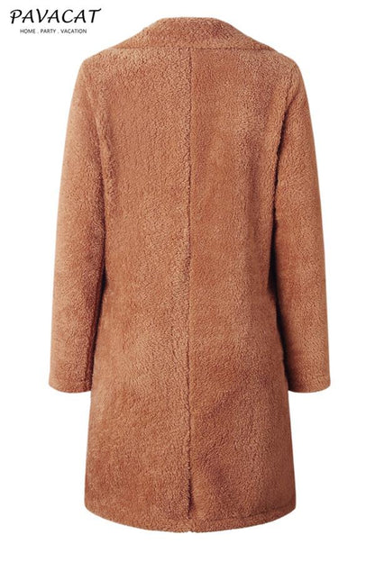 Creamtopmall Feeling of Warmth Faux Fur Longline Coat - Beige