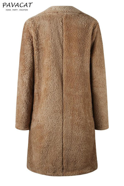 Creamtopmall Feeling of Warmth Faux Fur Longline Coat