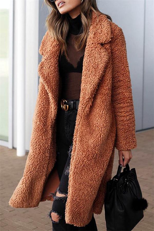 Creamtopmall Feeling of Warmth Faux Fur Longline Coat