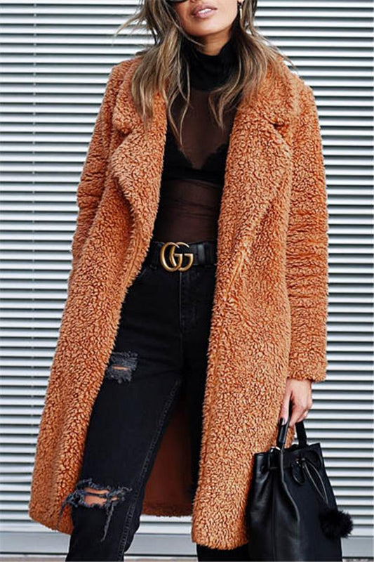 Creamtopmall Feeling of Warmth Faux Fur Longline Coat