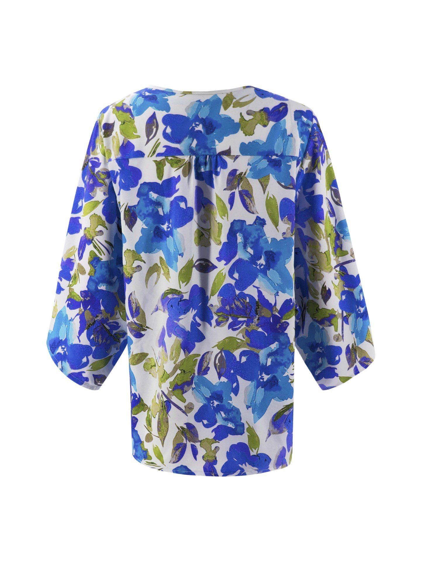 Creamtopmall Floral Batwing Sleeve Buttons Top