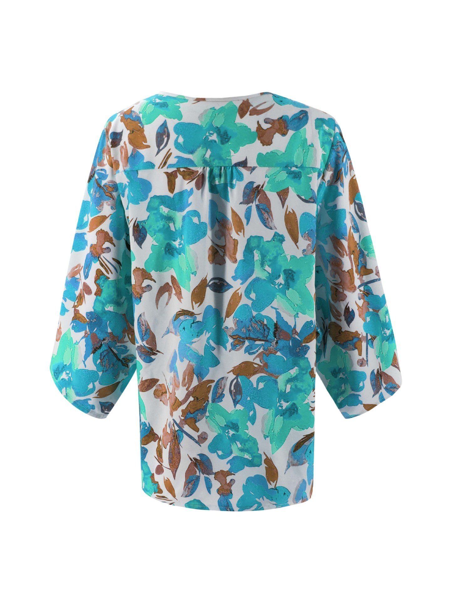 Creamtopmall Floral Batwing Sleeve Buttons Top