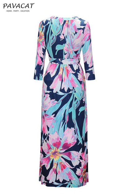 Creamtopmall Floral Half Sleeve Maxi Dress