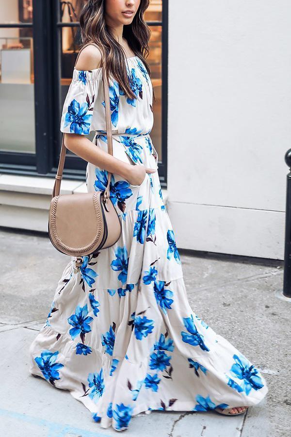 Creamtopmall Keep Swinging Deep V Floral Maxi Dress