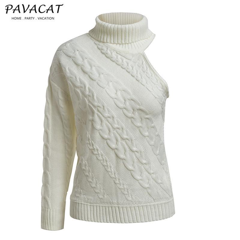 Creamtopmall Frost Cable Knit One Sleeve Sweater - White