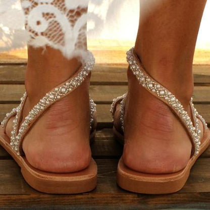 Creamtopmall Handmade Flip Flops Beach Wedding Sandals