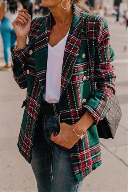 Creamtopmall High Street Tweed Chic Plaid Blazer