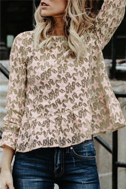 Creamtopmall Lace Hollow Out Blouse