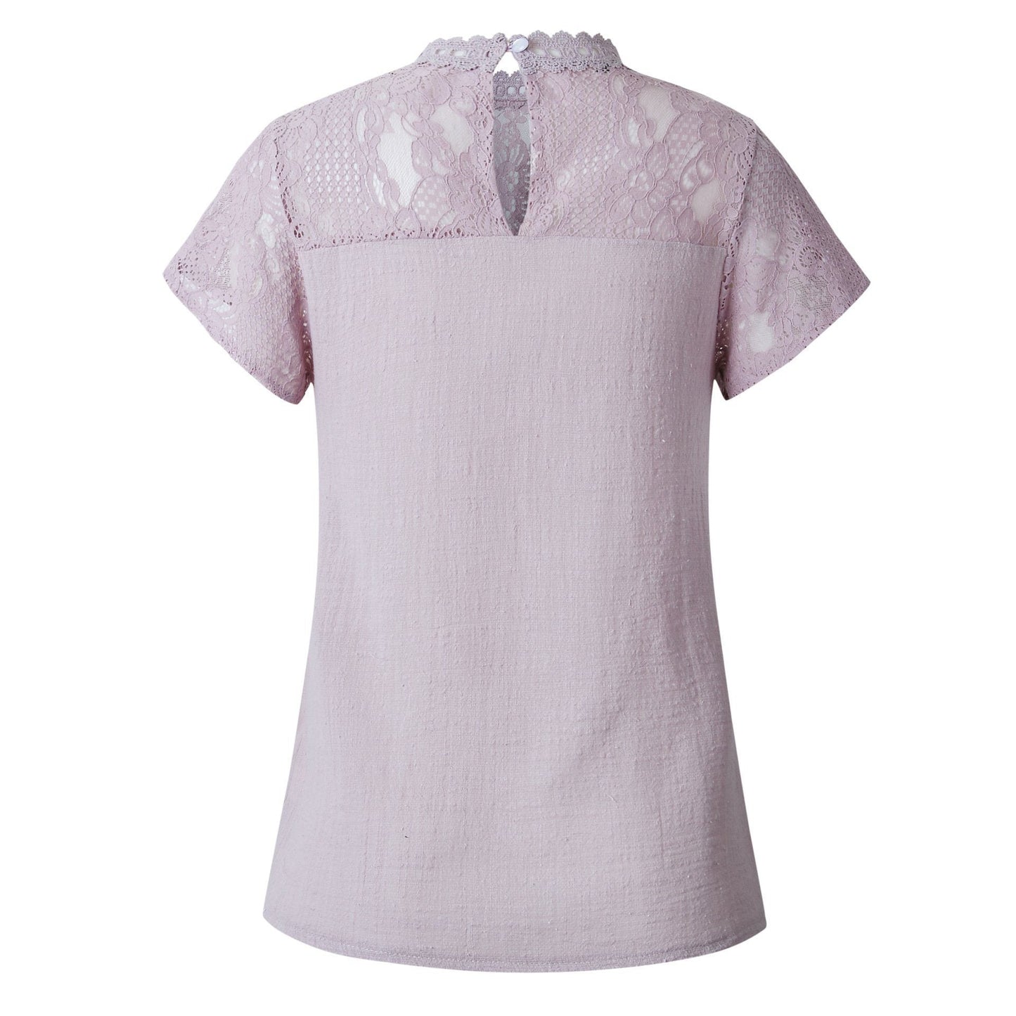 Creamtopmall Lace Hollow Out Round Neck Tee