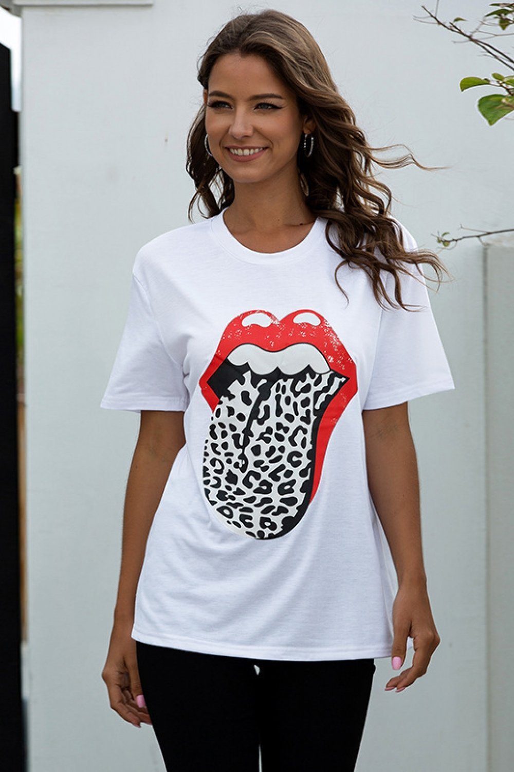 Creamtopmall Large Tongue Leopard T-shirt