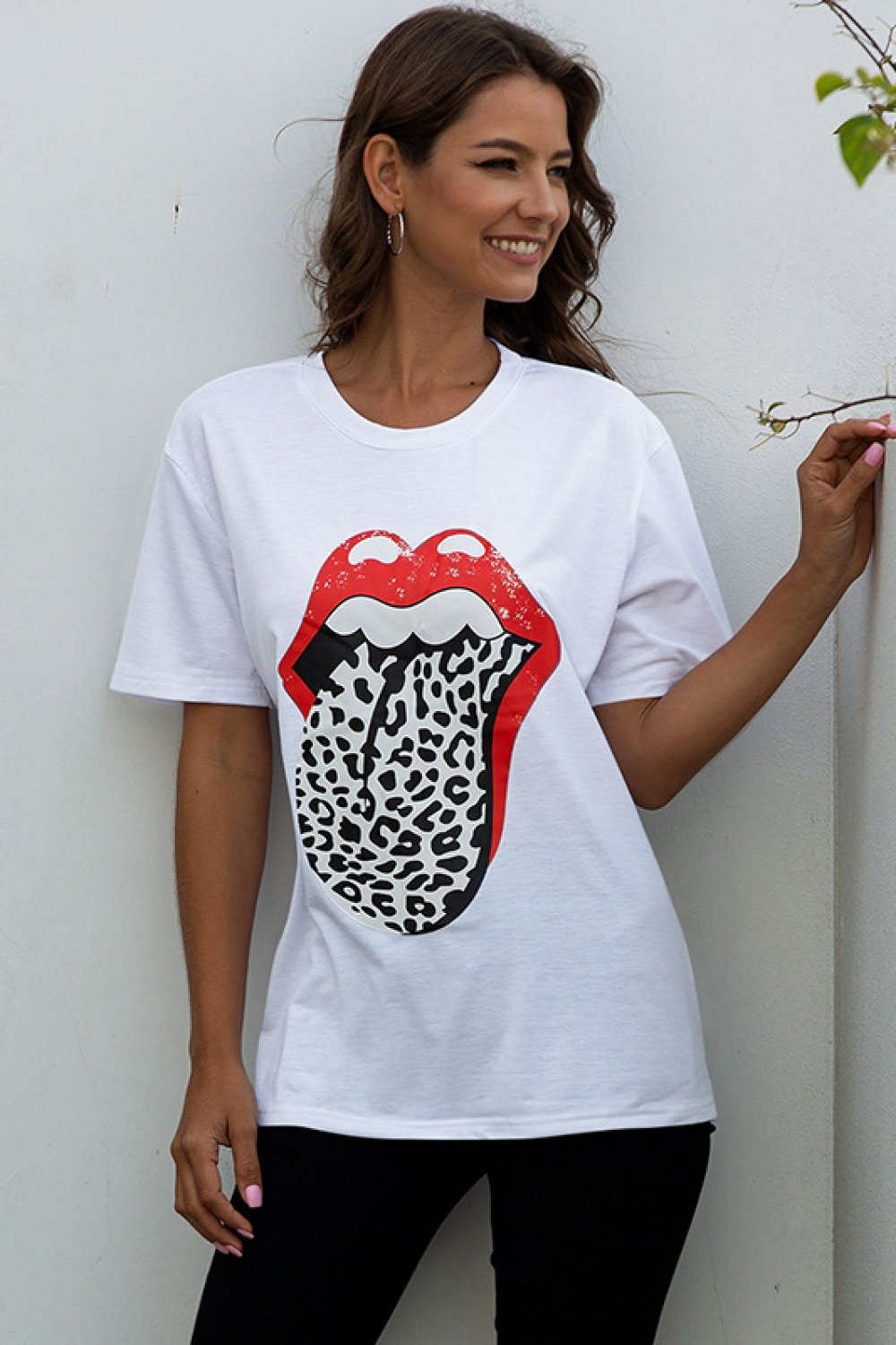 Creamtopmall Large Tongue Leopard T-shirt