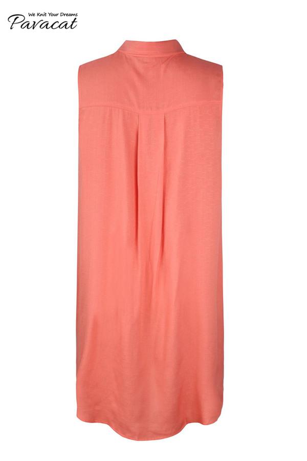 Creamtopmall V Neck Pockets Loose Dress - Pink